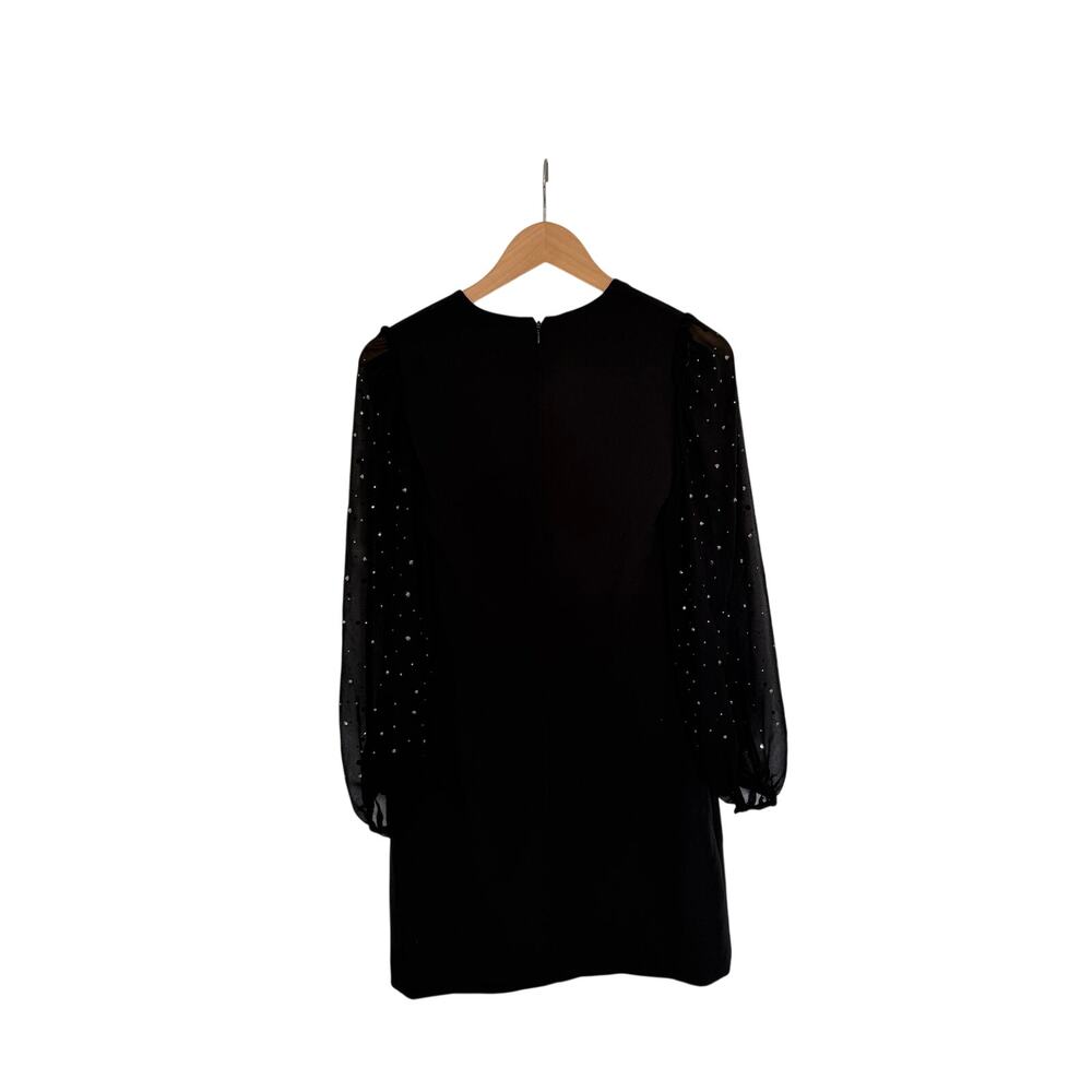 Tommy Hilfiger Rhinestone-Sleeve Shift Black Dress Size 2 Long Sleeves Back Zip - Picture 5 of 8